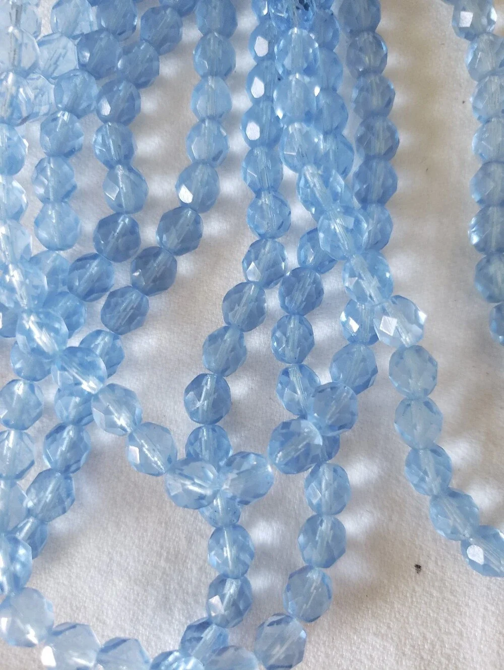 5 Strands 8mm Faceted Sapphire Glass Beads